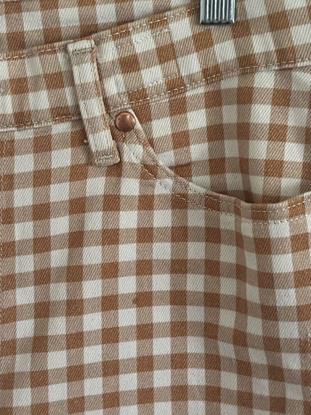 Wrangler Wanderer 622  Tan Gingham Check High Rise Flare Jeans 32 x 32 - Picture 12 of 12